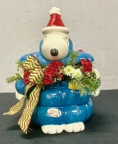 Peanuts Holiday Jar Floral Arrangement