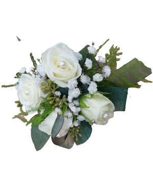 4 Mini Roses w/ Pearl Corsage Choice of Ribbon Color