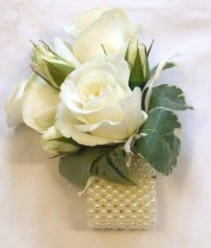 Pearl Wristlet with Roses Corsage