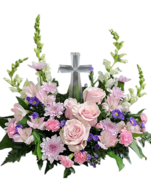 Pearls of Pink Crystal Cross Bouquet Crystal Cross Flowers