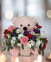 Peek a Boo Bear and Vase of Flowers