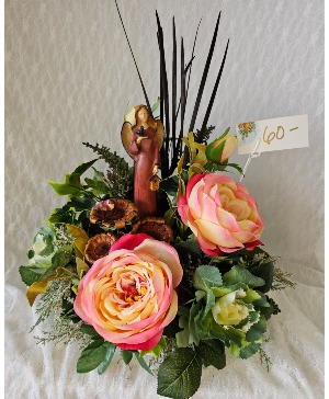 Peonie Silk Arrangement w/ Angel 