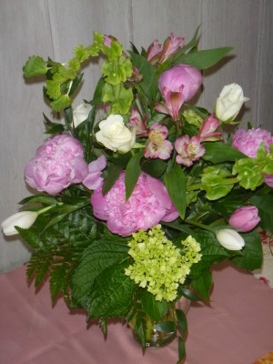 Peonies and Spring vase arrangement