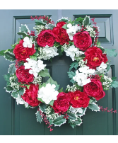 Peony Cabbage Rose Berry Christmas Wreath Gift Items