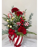 Peppermint Candy Cane Mug Holiday Flowers
