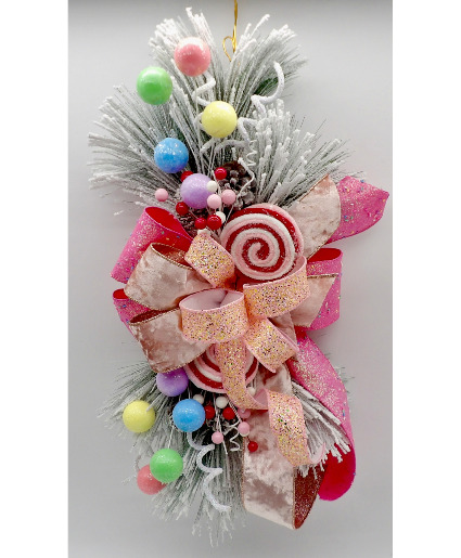 Peppermint Candy Swirl Bow Swag Bow Swag