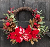 Peppermint Poinsettia Wreath Custom Original
