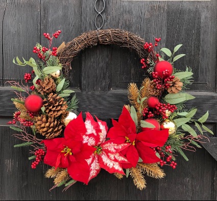 Peppermint Poinsettia Wreath Custom Original