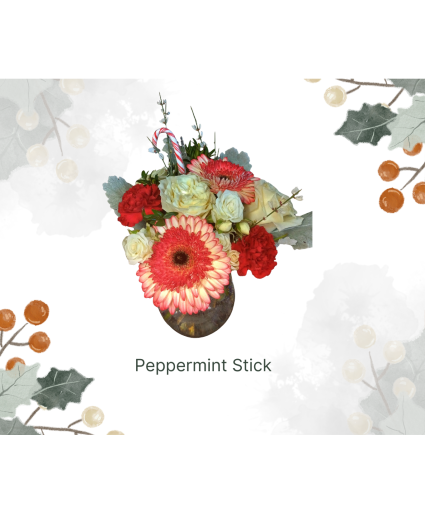 Peppermint Stick Holiday Vase Arrangement