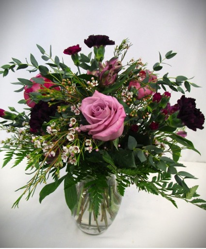 PERFECT IN PURPLE FRESH FLOWERS VASED