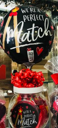 Perfect Match Glass Jar with Candy & Balloon