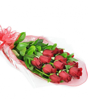 perfect wrapped 12 red Roses