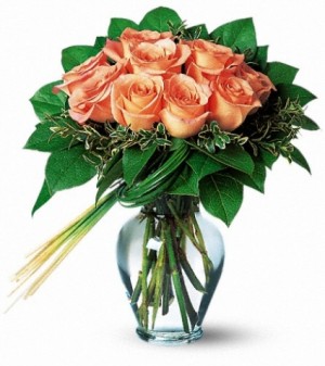 Perfectly Peachy Roses Floral Arrangement