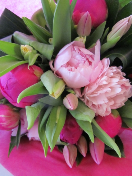 PERFECTLY PINK Peony and Tulip Hand-tied Bouquet