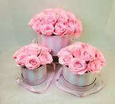 Perfectly Preserved Pink Rose Hat Box "Forever" Roses