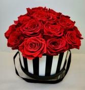 Large Preserved Red Rose Hat Box "Forever" Roses