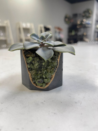 Peridot Geode Vessel | Dark Planter