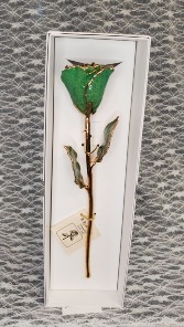 Peridot w/ Emerald Green Sparkles Gold Dipped Rose 