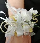 Permanent White and Gold Corsage 