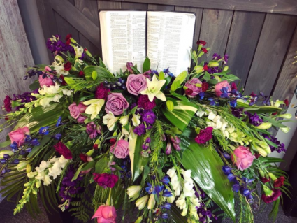 bible funeral flower