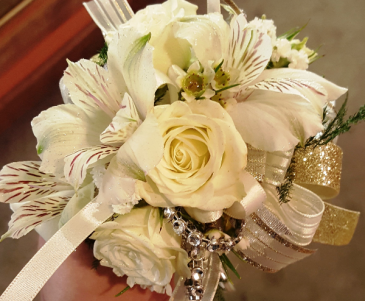 Peruvian lily & Rose Wrist Corsage