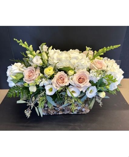 Petals n Serenity  Rectangle glass cube