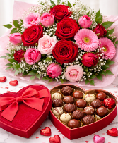 Petals Valentine Special Wrapped Bouquet & Chocolates