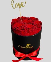  7 Preserved Red Roses in a Round Box Preserved Rose Box
