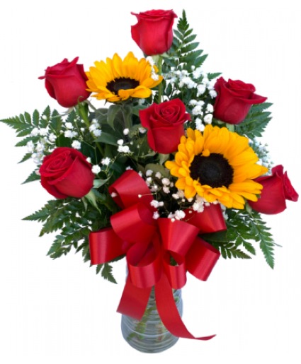 Petite Sunflowers & Roses  vase
