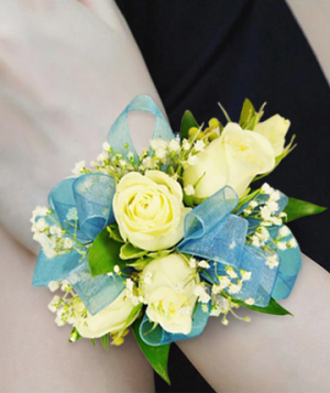 Teal wrist best sale corsage