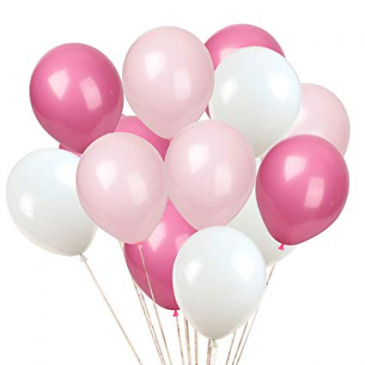 PHI MU BALLOON ADD ON 3 PINK/ WHITE LATEX BALLOONS ADDED TO ARRANGEMENT