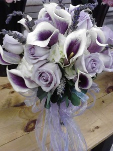 Picasso Calla Lilies And Lavander Roses Bridal Bouquet