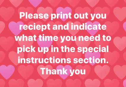 Pick up instructions  