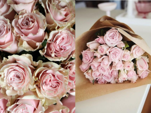 Pink Roses in Kraft Paper Roses, Wrapped