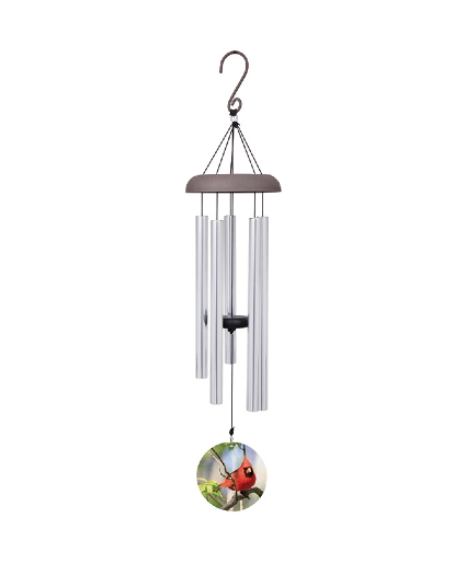 Picture Perfect Cardinal Wind Chime with stand 