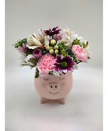 Piggy Planter Flower Arrangement