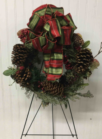 Pine Cone Wreath on Stand  