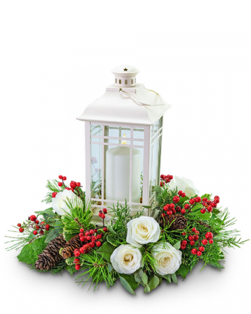 Piney Rose Lantern Flower Arrangement