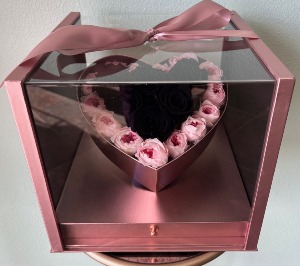 Pink and Black Preserved Rose Box Preserved Roses