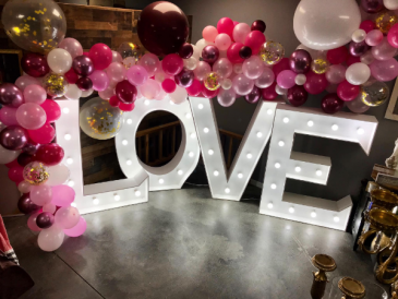 PINK AND BURGUNDY BALLOONS  Balloon Garland  in Trumann, AR | Blossom Events & Florist