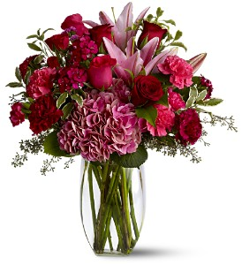 Pink And Burgundy Love Flower Arrangement