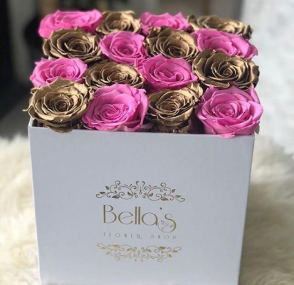 PINK AND GOLD ETERNITY ROSES CHECKER STYLE ROSES I