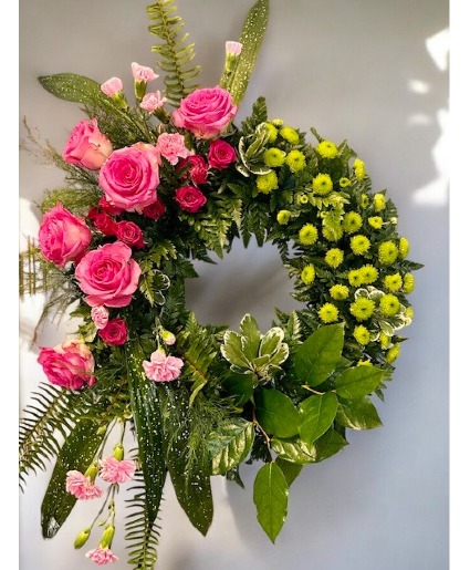 Pink and Green Wreath  Standing Spray (LGOE)