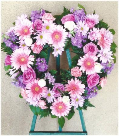 Pink and Purple Heart Wreath