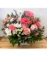 Pink And White Basket Blooms Fresh Arrangement 