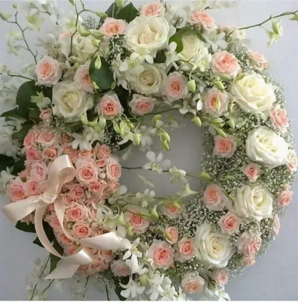 Pink and White Blossoms Wreath