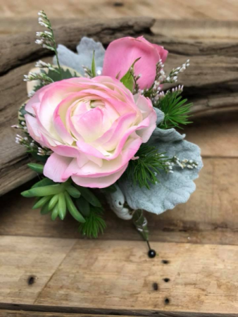 Pink and White Boutonniere