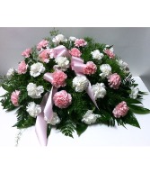 Pink And White Carnation Casket Cover