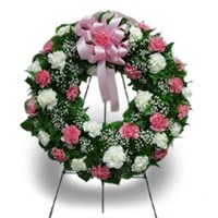 Pink and White Carnation Wreath  in Clearwater, FL | FLOWERAMA