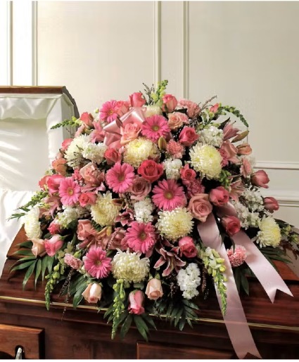 Pink and White Casket Cover 